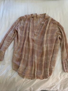 Free People Dusty Rose & Gold Sequin V-Neck Tunic